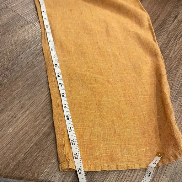 FLAX Linen Shirt Top Pants Twin Set Women’s Small Orange Lagenlook Boho Coastal - Picture 10 of 12